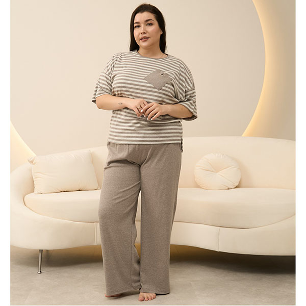 Піжама штани та футболка жіноча в смужку 19170 Піжама штани та футболка жіноча в смужку 19170