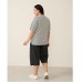 Піжама жіноча капрі та футболка в смужку сіра 19174