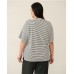Піжама жіноча капрі та футболка в смужку сіра 19174