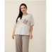 Піжама жіноча капрі та футболка в смужку бежева 19175 Піжама жіноча капрі та футболка в смужку бежева 19175