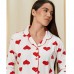 Піжама жіноча штані і сорочка молочка в сердечко 19179 Піжама жіноча штані і сорочка молочка в сердечко 19179