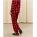 Піжама жіноча штані і сорочка червона в клітинку 19182 Піжама жіноча штані і сорочка червона в клітинку 19182