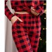 Піжама жіноча штані і сорочка червона в клітинку 19182 Піжама жіноча штані і сорочка червона в клітинку 19182