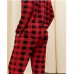 Піжама жіноча штані і сорочка червона в клітинку 19182 Піжама жіноча штані і сорочка червона в клітинку 19182