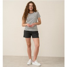 Піжама жіночий шорти і футболка темно-сіра в смужку 19184