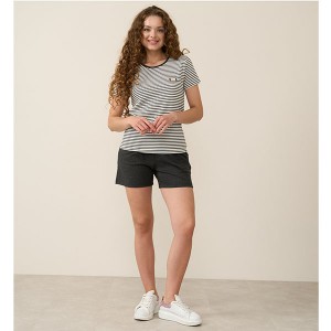 Піжама жіночий шорти і футболка темно-сіра в смужку 19184