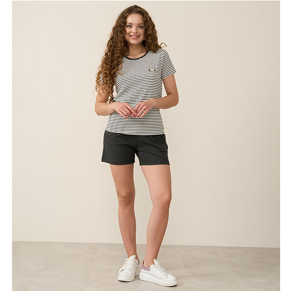 Піжама жіночий шорти і футболка темно-сіра в смужку 19184 Піжама жіночий шорти і футболка темно-сіра в смужку 19184
