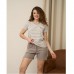 Піжама жіночий шорти і футболка бежева в смужку 19185 Піжама жіночий шорти і футболка бежева в смужку 19185