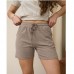 Піжама жіночий шорти і футболка бежева в смужку 19185 Піжама жіночий шорти і футболка бежева в смужку 19185