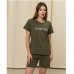 Піжама жіночий шорти і футболка хакі 19188