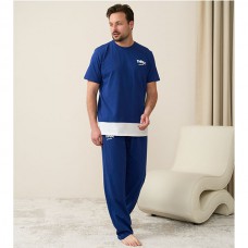 Піжама чоловіча штани та футболка темно-синя 19191