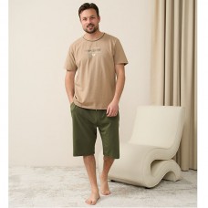 Піжама чоловіча шорти та футболка коричнева 19193