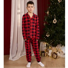 Піжама для хлопчика штани та сорочка червона в клітинке 19211