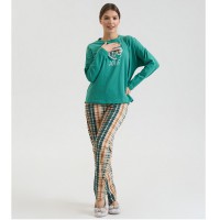 Піжама жіноча штани та джемпер зелена 19079 Піжама жіноча штани та джемпер зелена 19079