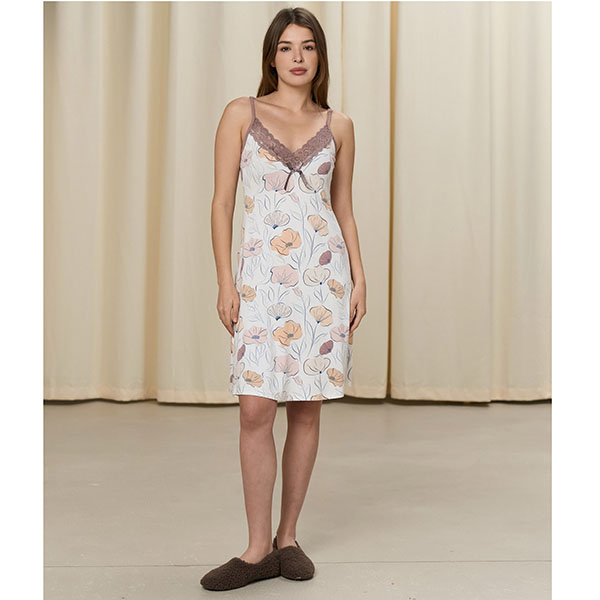 Нічна Сорочка жіноча молочна з малюнком 19158 Нічна Сорочка жіноча молочна з малюнком 19158