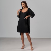 Рубашка жіноча з халатом чорна Nicoletta 10913