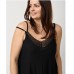 Нічна Сорочка жіноча тонка бретелька колір чорний Nicoletta 13121