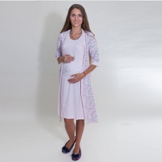 Нічна Сорочка з халатом для вагітних рожевий 11978