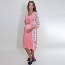 Нічна Сорочка з халатом для вагітних кораловий 11979