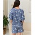 Піжама жіноча шорти і футболка синя малюнок 19707
