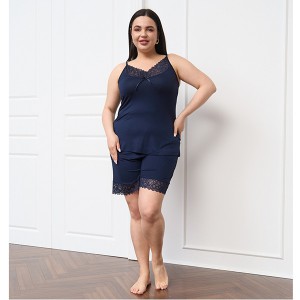 Жіноча віскозна піжама із шортами синя Туреччина 19384