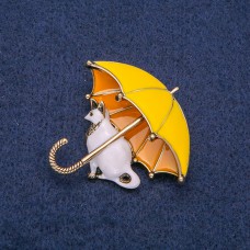 Брошь Кошка с зонтом 8269